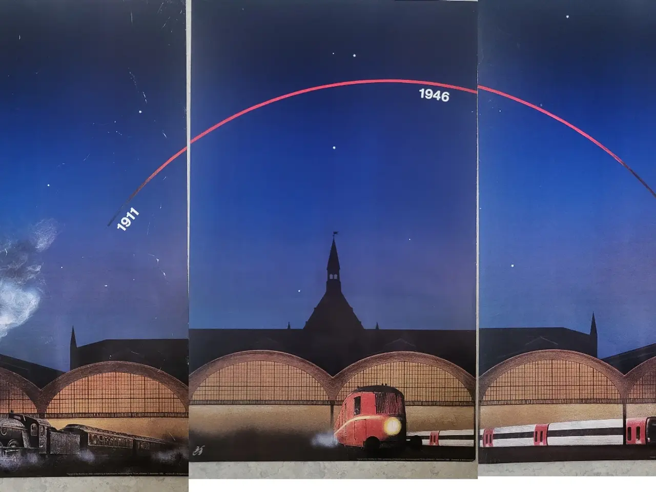 Billede 1 - 3 Stk. Originale DSB plakater - Bo Benfils, 1986