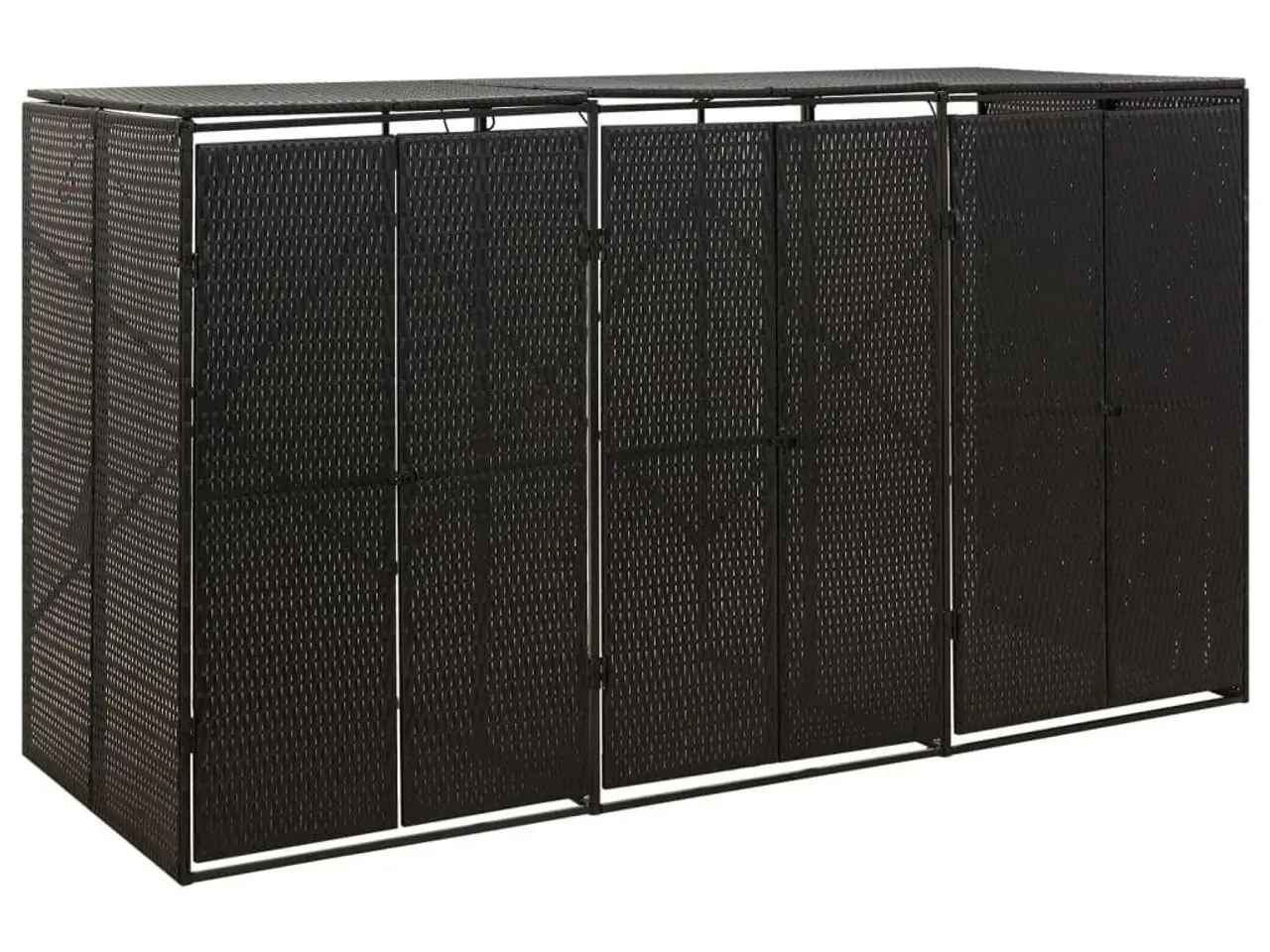 Billede 1 - Tredobbelt skraldespandsskjuler i polyrattan 207×80×117 cm - sort