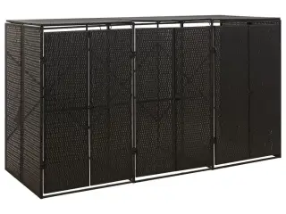 Tredobbelt skraldespandsskjuler 207x80x117 cm polyrattan sort