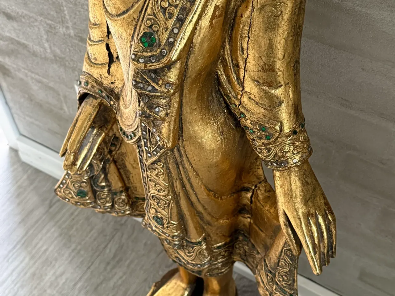 Billede 9 - Stor 102 cm Buddha i massivt træ.