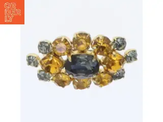 Broche med farvede sten (str. 3,5 cm)