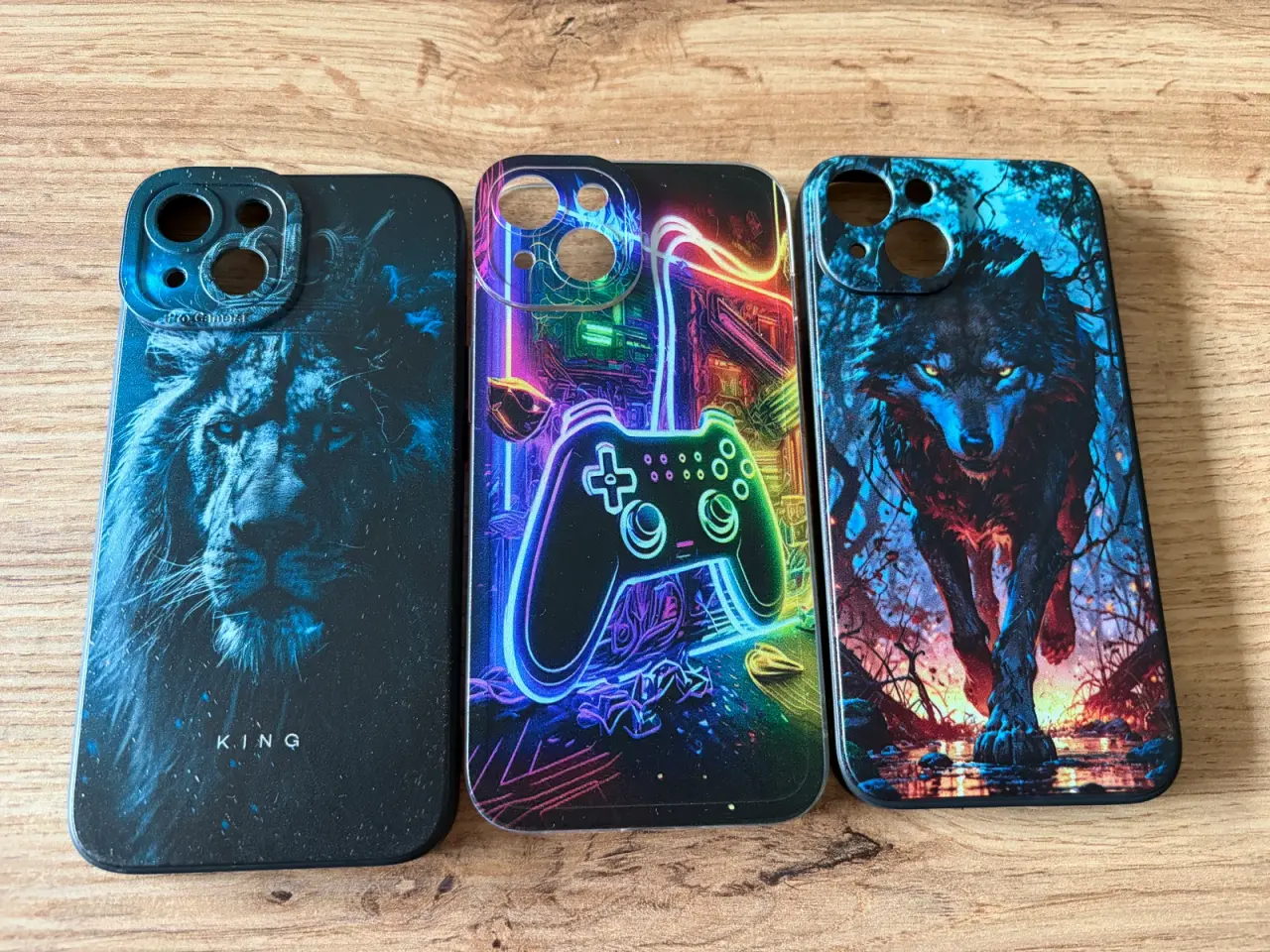 Billede 1 - 3 flotte iPhone 14 covers – løve, gamer & ulv
