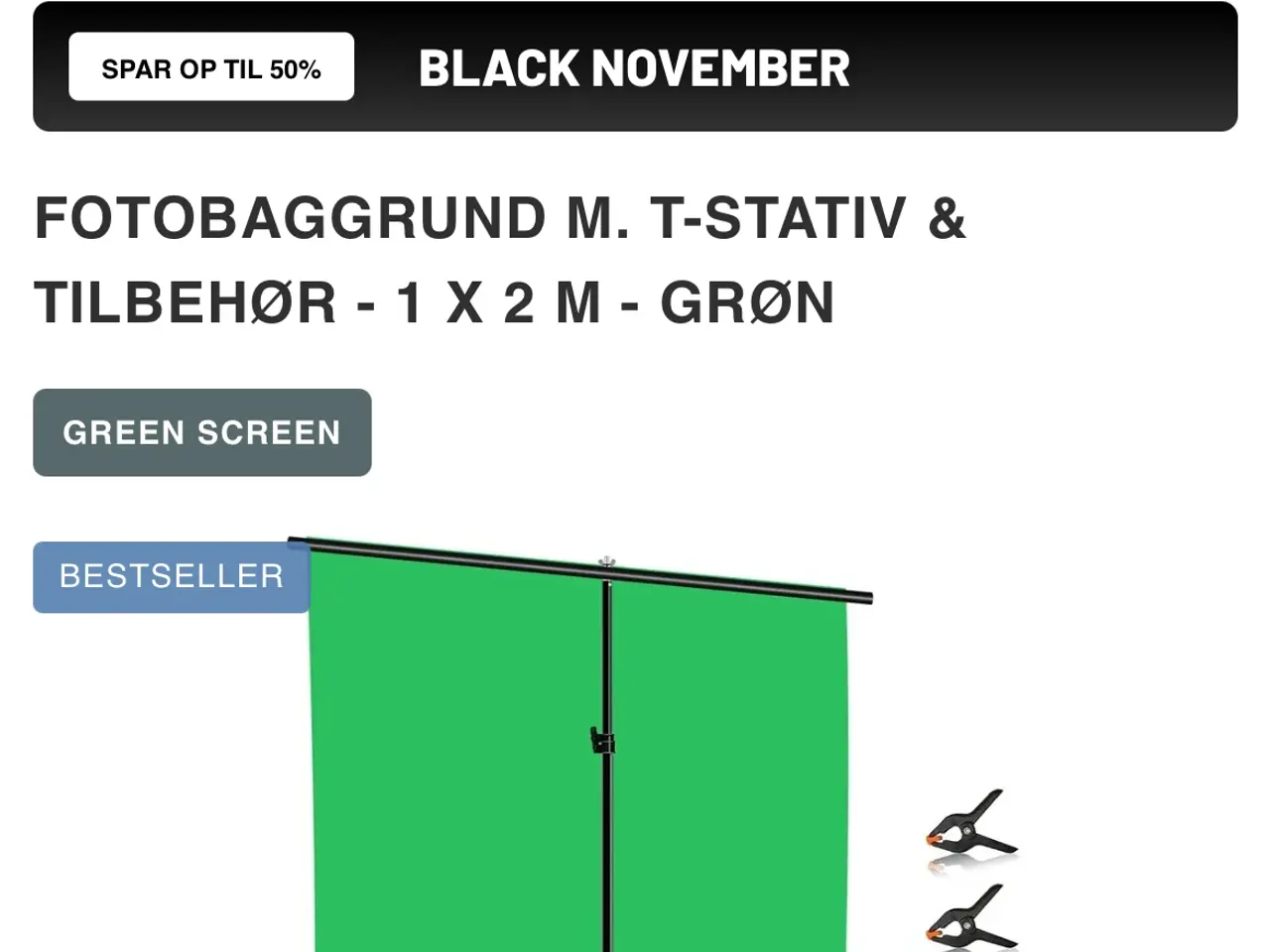 Billede 6 - Green Screen, Tripod Compakt, 160w x 92 H.