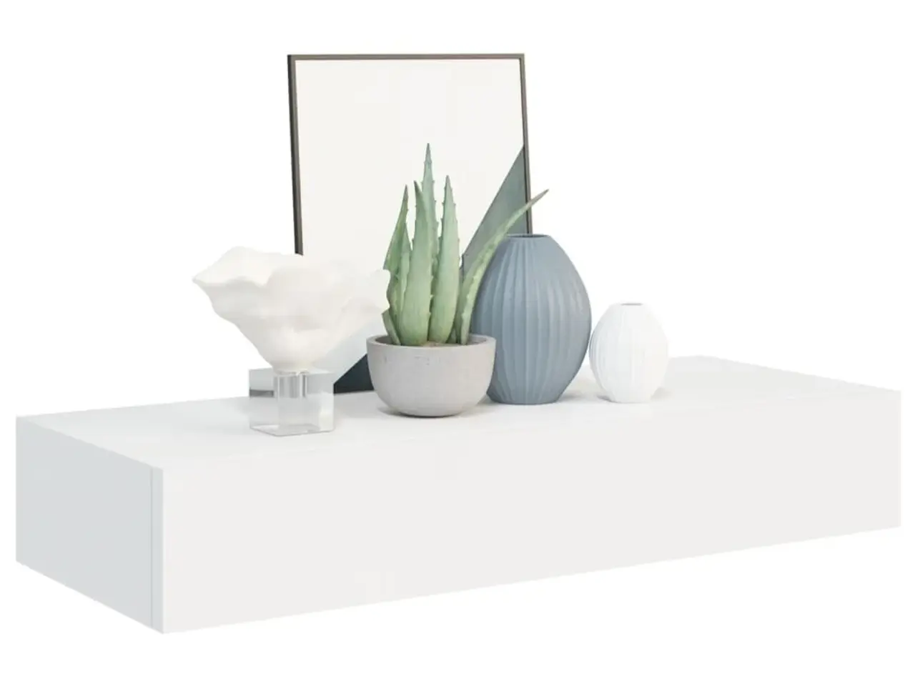Billede 3 - Væghylde med skuffe 60×23,5×10 cm - MDF, hvid