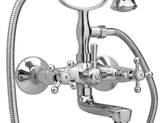 Badekarsarmatur med håndbruser - retro krom, messing