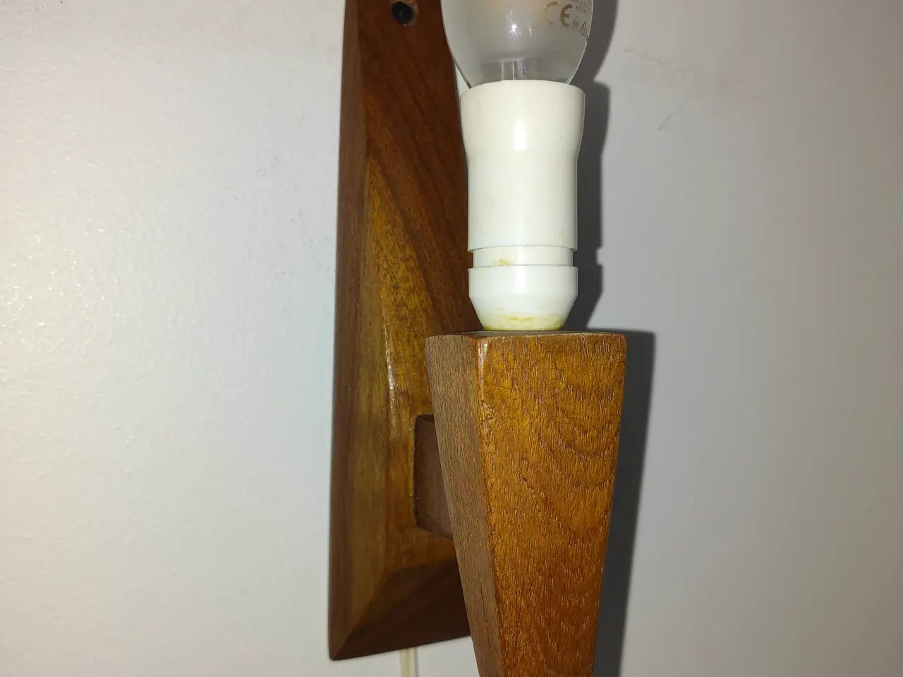Billede 1 - Fin retro teak væglampe