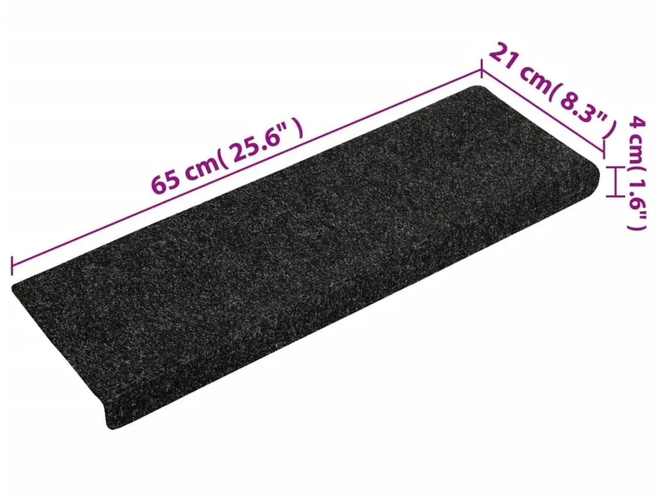 Billede 7 - Trappemåtter selvklæbende 15 stk. 65x21x4 cm sorte rektangulære kant