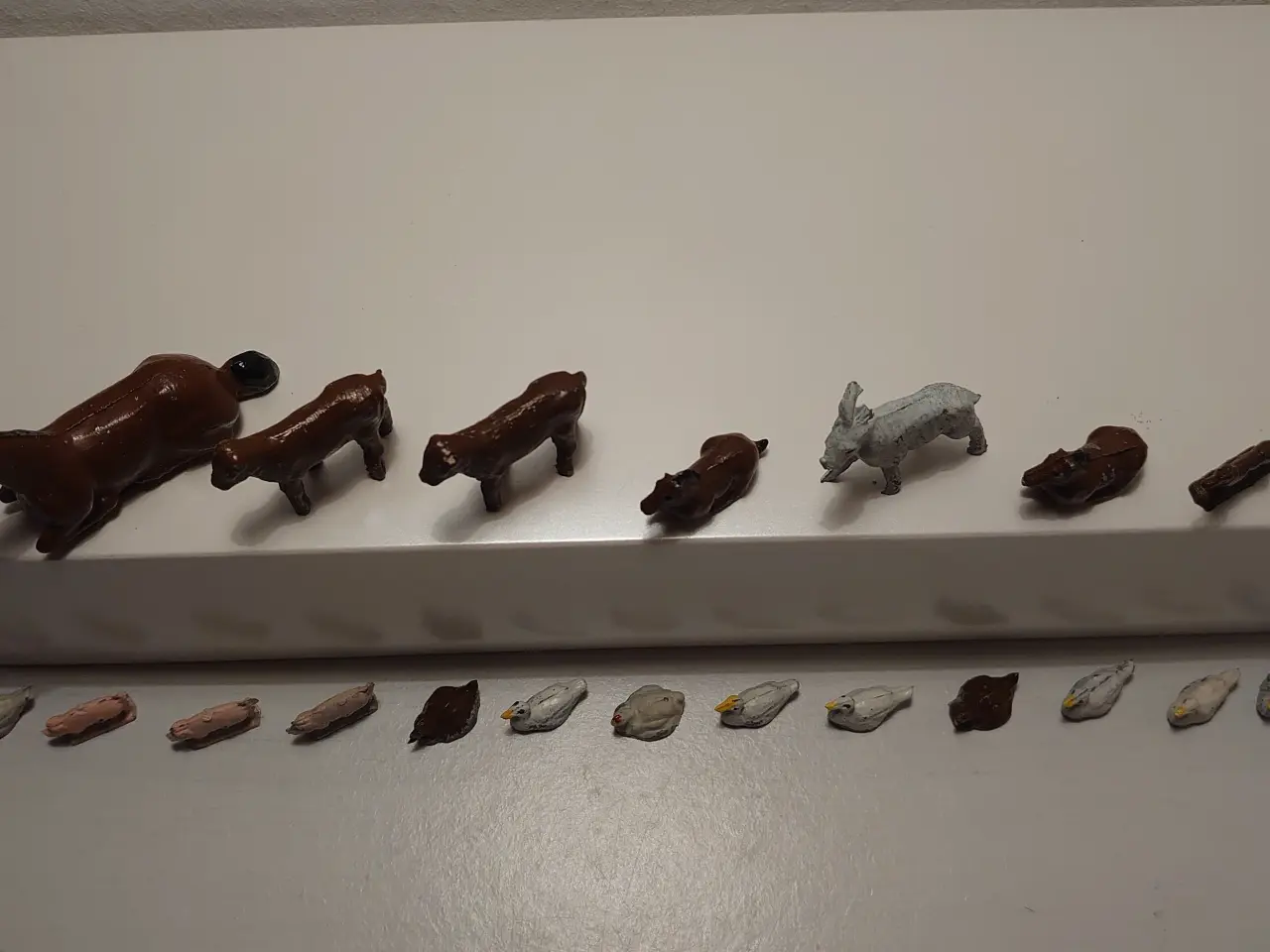 Billede 7 - 22 stk gamle bondegårdsdyr i metal. L 2,5-8,5cm