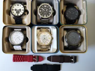 6 x Fossil herreur + 3 x Fossil armbånd