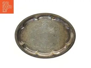 Antikt metalfade med indgraverede mønstre (str. 36x27 cm)