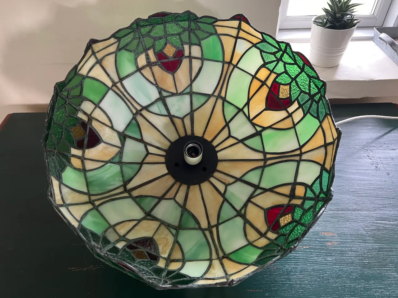Billede 2 - Lampe Tiffany gammel, blyindfattet glas