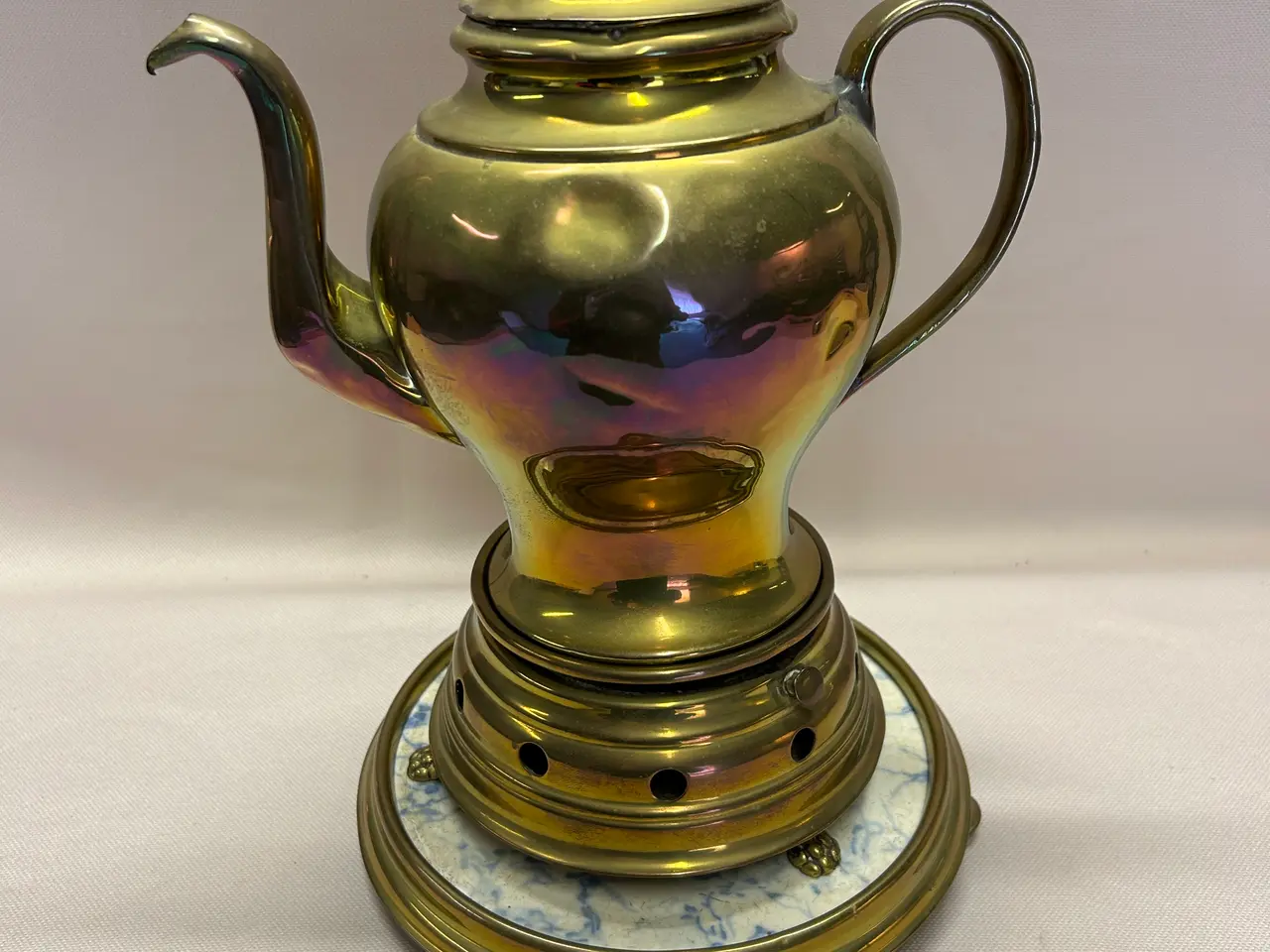 Billede 2 - Antik kaffekande i messing med fyrfad (30 cm)
