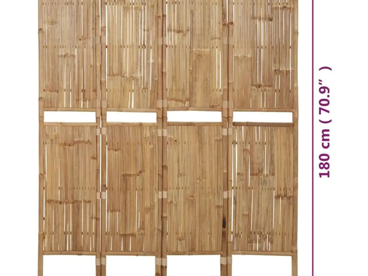 Billede 8 - 4-panels rumdeler i bambus - 160 × 180 cm foldeskærm