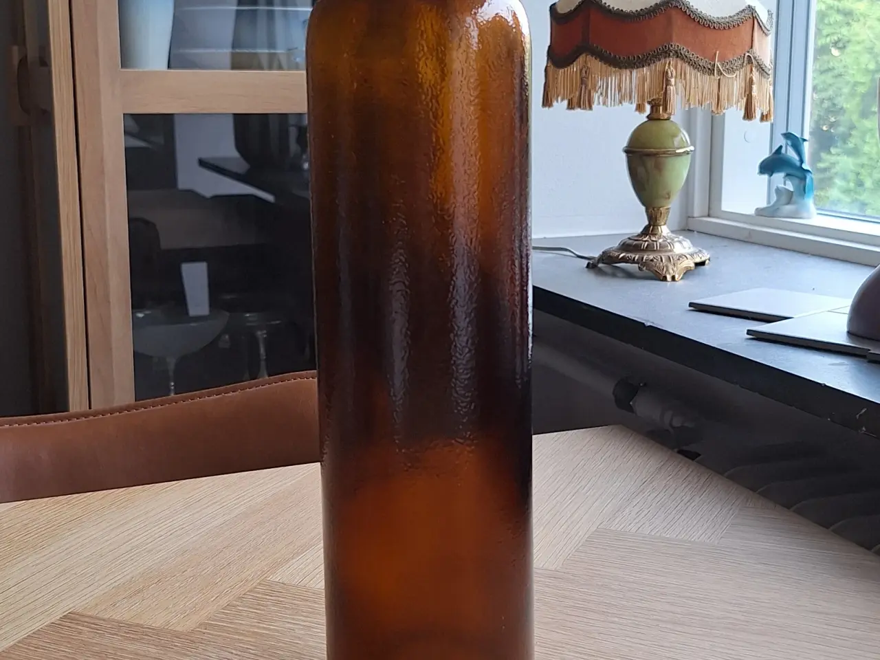 Billede 2 - Brun glasvase/ glasflaske 