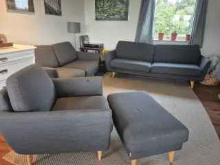 Koksgrå sofasæt