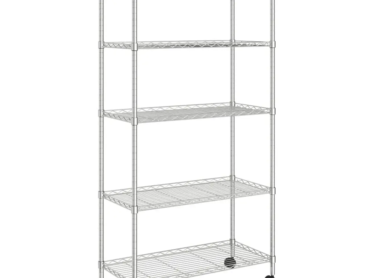 Billede 2 - Opbevaringsreol med 5 hylder og hjul - 75 x 35 x 155 cm, krom