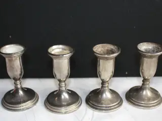 4 små lysestager, sølvplet