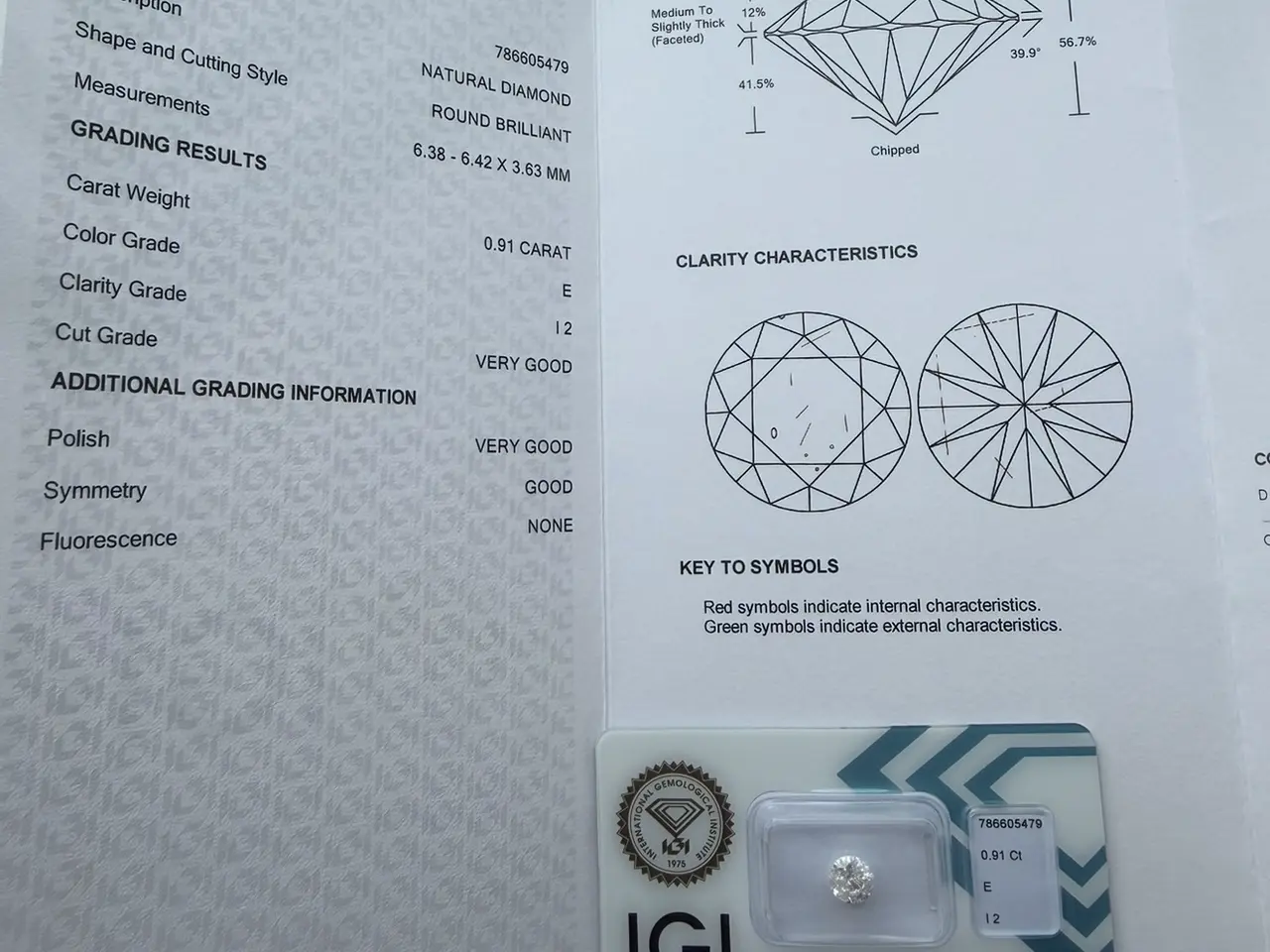 Billede 3 - IGI-Certficeret naturlig diamant - 0,92ct E/I2