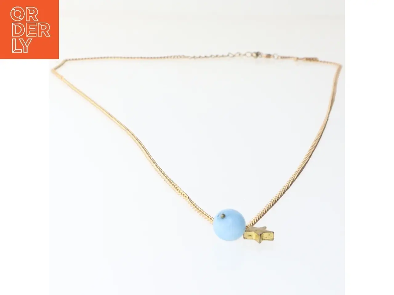 Billede 2 - Guld halskæde med blå perle og stjerne (str. 86 cm)