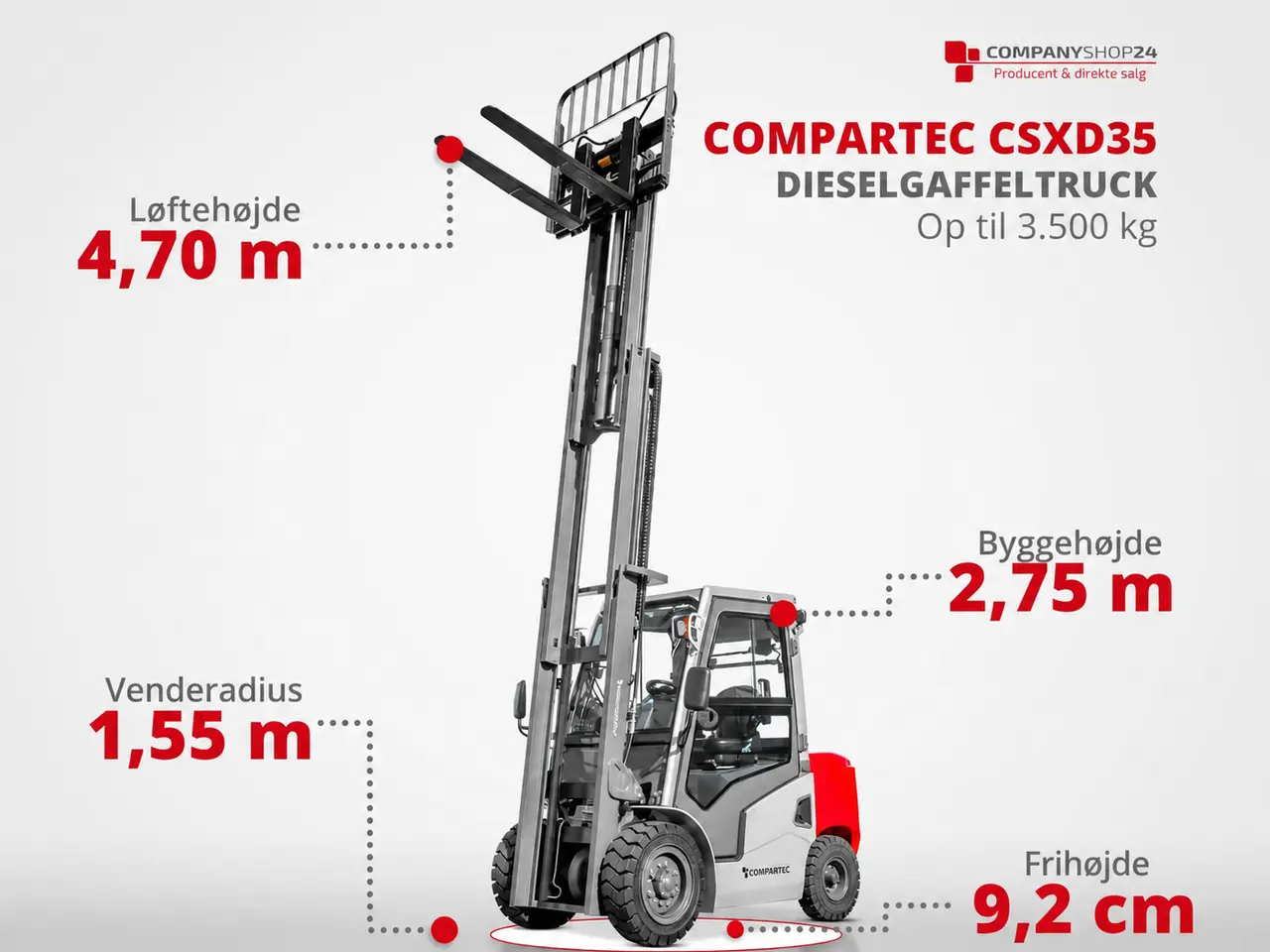 Billede 4 - CSXD35 Dieselgaffeltruck - 3500 kg, 5000 mm
