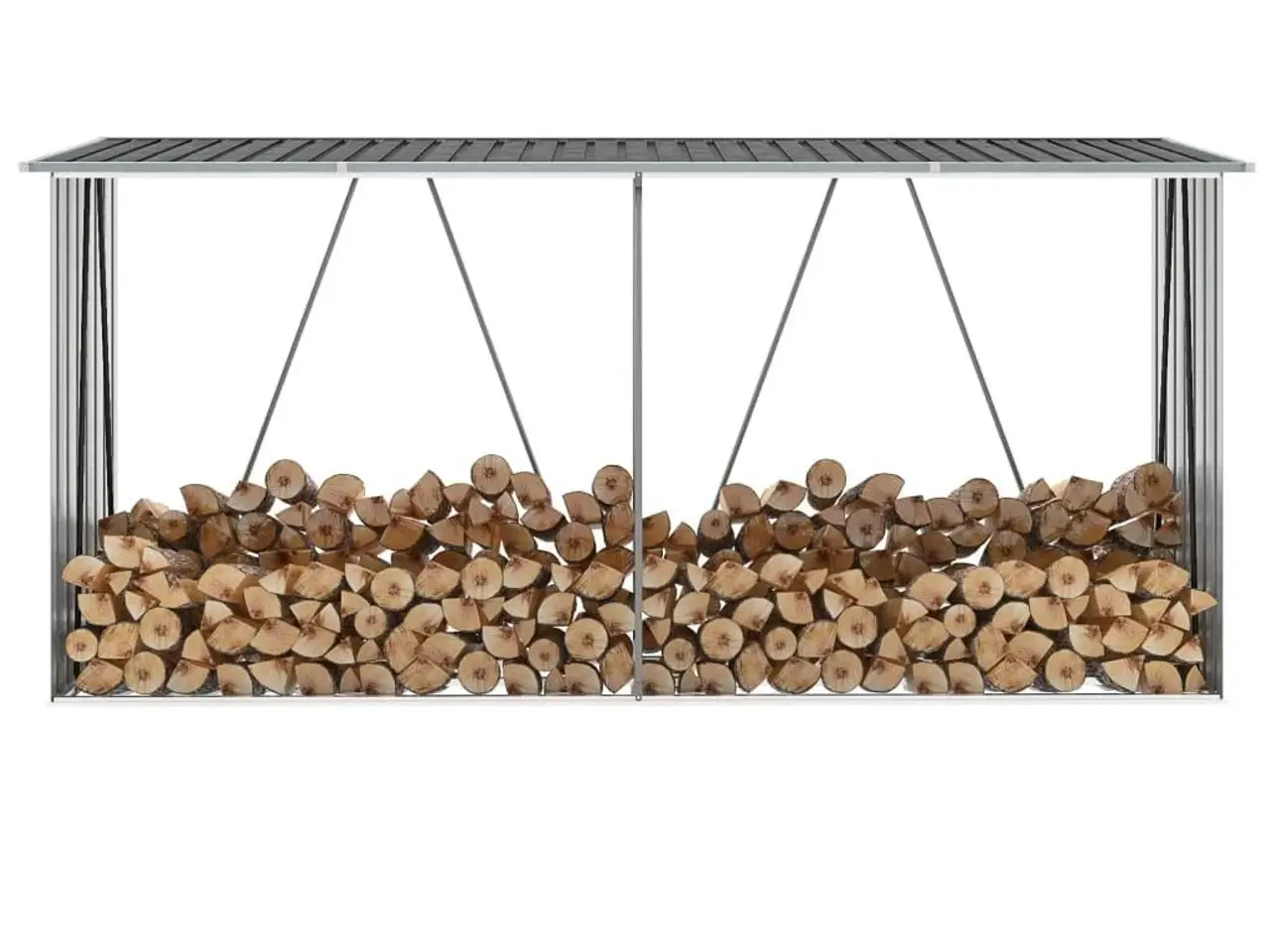 Billede 1 - Brændeskur til haven 330×84×152 cm - galvaniseret stål, antracitgrå