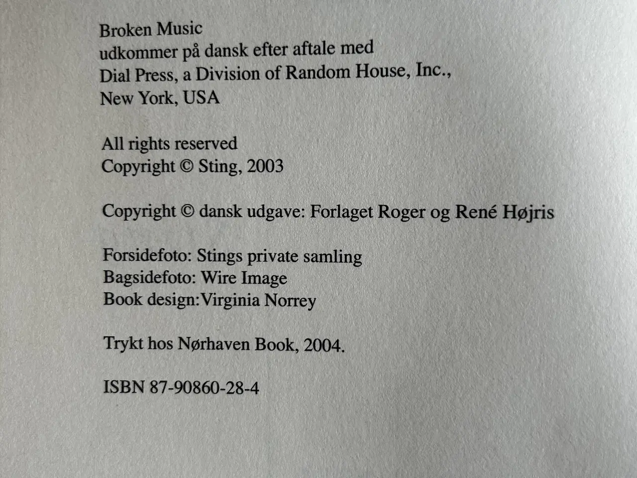 Billede 3 - Sting - "Broken Music" - Dansk udgave (2004)