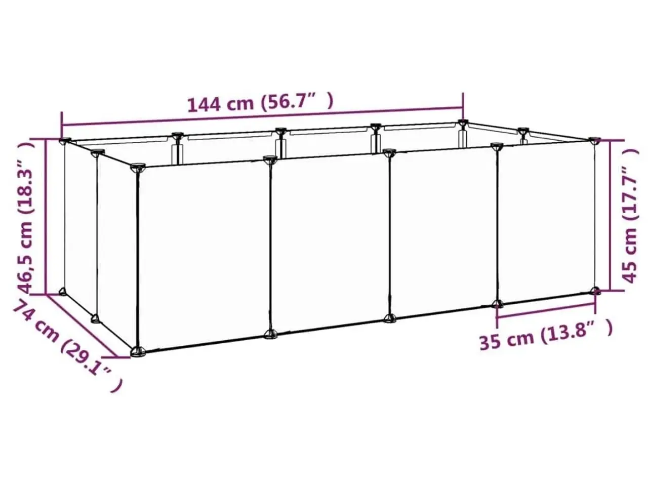 Billede 7 - Lille dyrebur 144x74x46,5 cm PP og stål sort