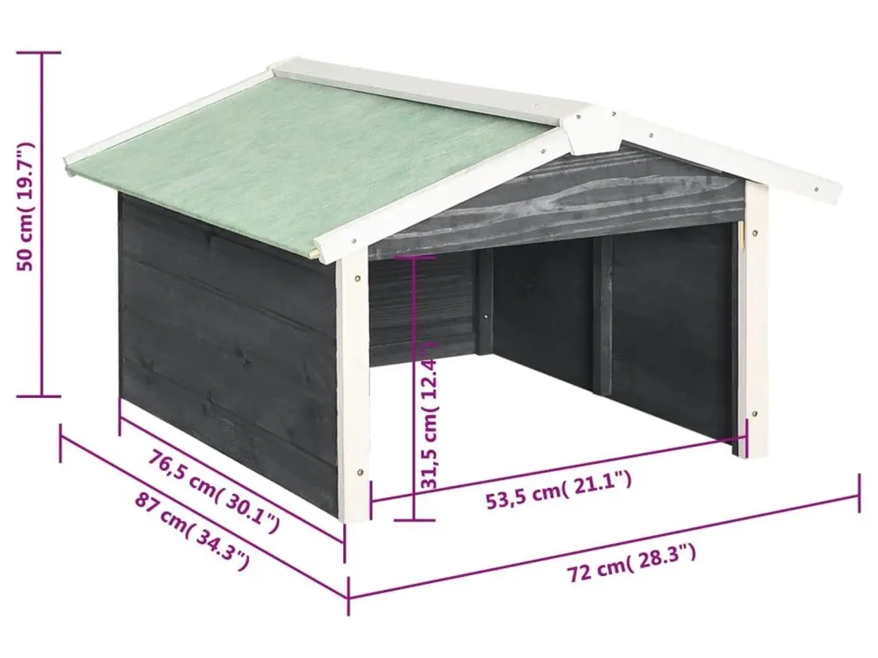 Billede 9 - Skur til robotplæneklipper 72×87×50 cm - fyrretræ, grå/hvid