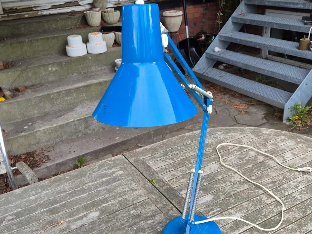 Billede 2 - Blå arkitektlampe på rund fod