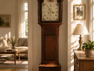 Longcase-ur i fin stand.