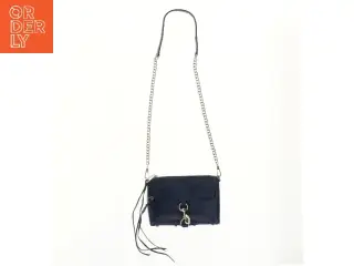 Blå skuldertaske i skind med kæderem fra Rebecca Minkoff (str. 24x16 cm)