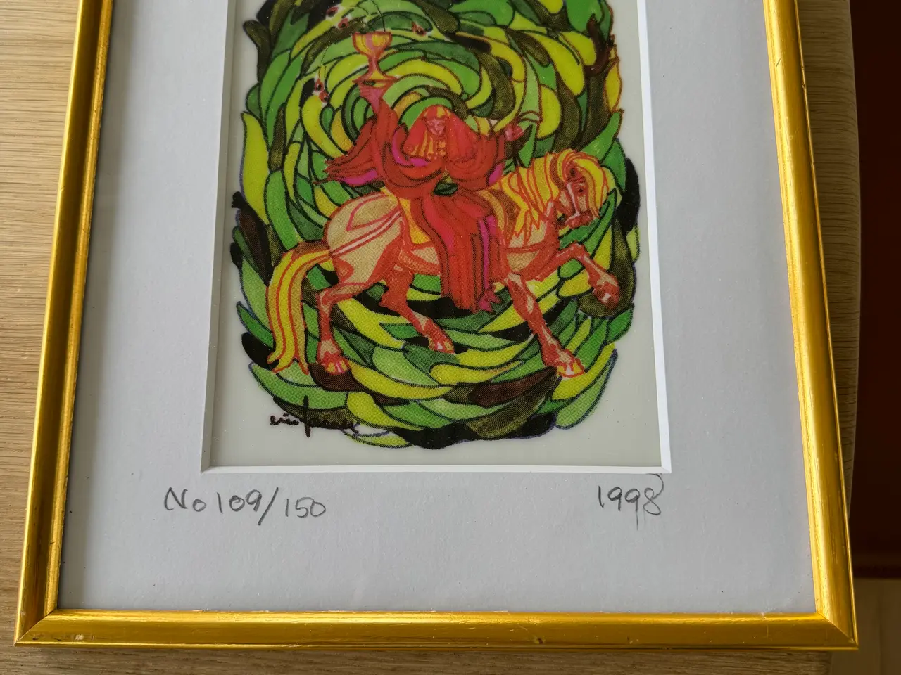 Billede 1 - Signeret litografi i ramme 109/150