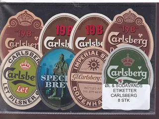 Øl og Sodavands Etiketter - Carlsberg - 8 Stk.
