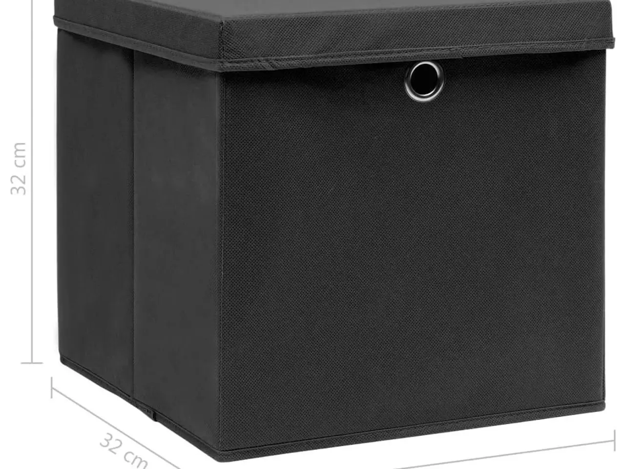 Billede 6 - Foldbare opbevaringskasser med låg - 10 stk., 32 × 32 × 32 cm, sort stof
