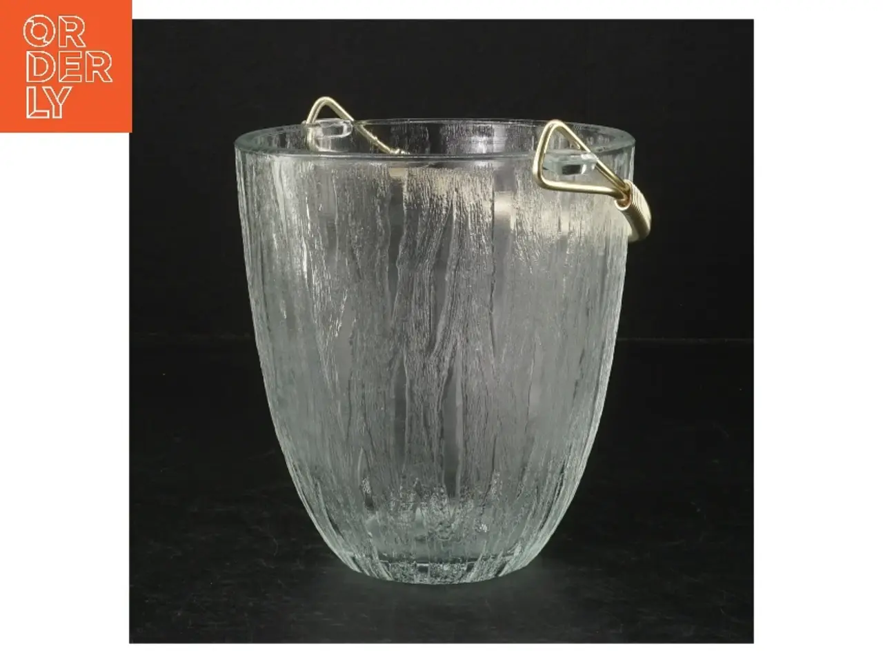 Billede 1 - Isterningespand i glas og metal (str. H. 13,5 cm. ø. 12,5 cm)