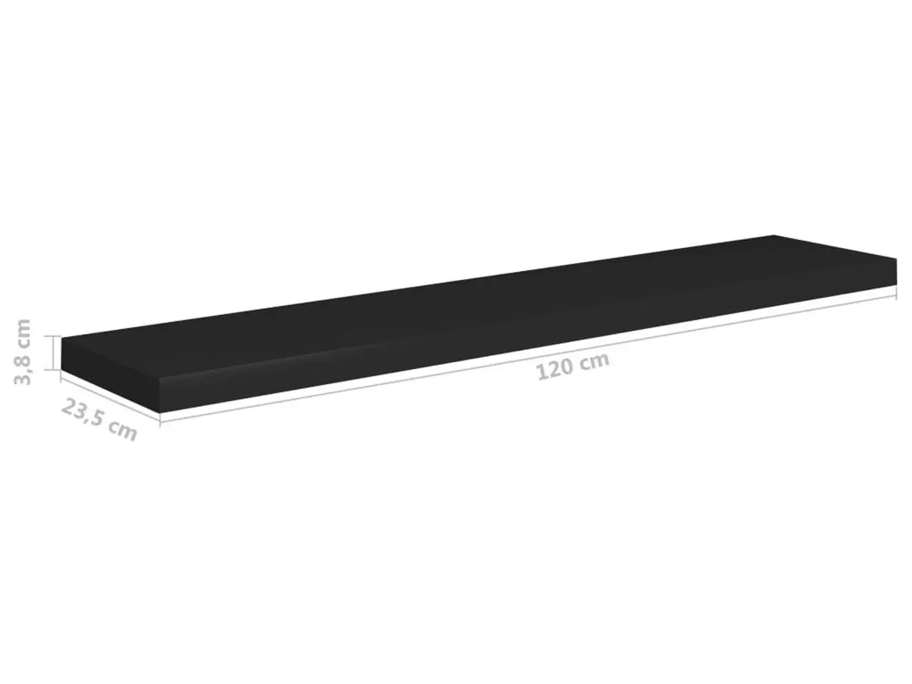 Billede 10 - Væghylder 2 stk. 120×23,5×3,8 cm - MDF, sort