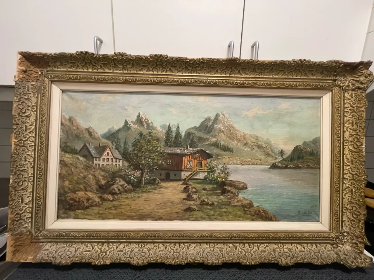 Billede 1 - Håndmalet dekorationsmaleri på lærred 85 × 45 cm
