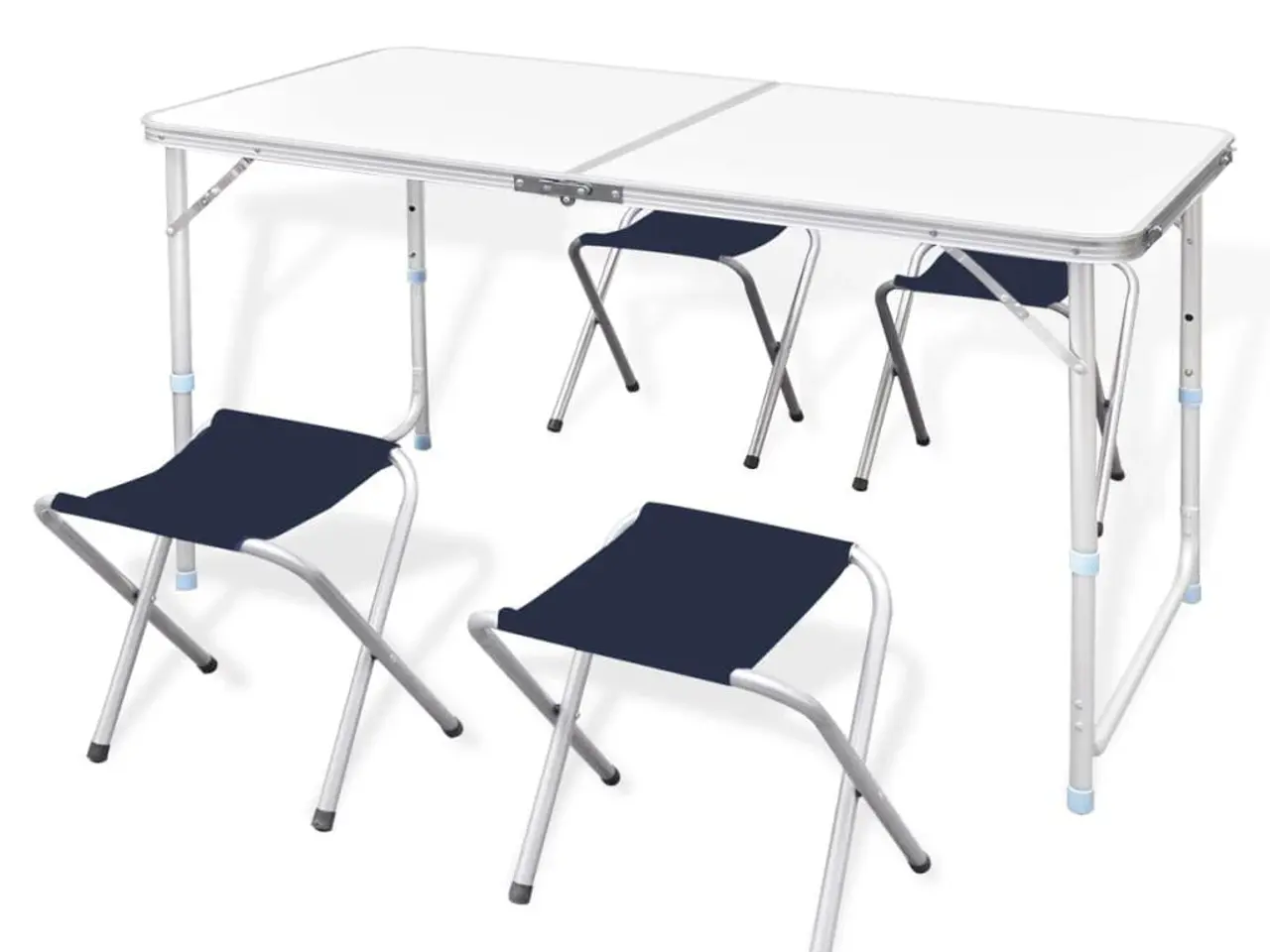 Billede 1 - Campingbord med 4 klapstole - højdejusterbart 120 × 60 cm