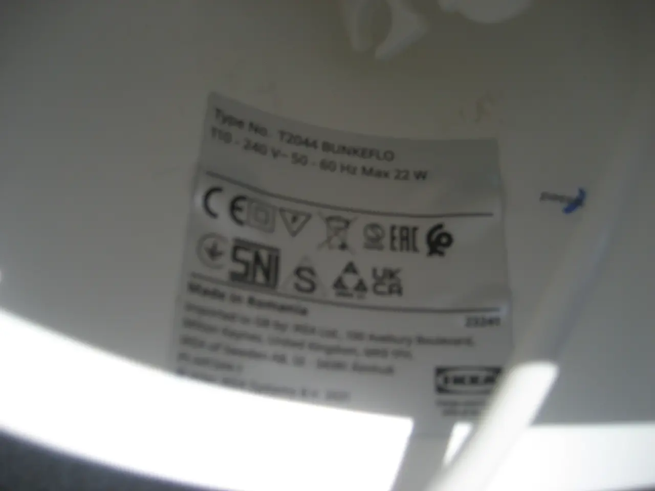 Billede 3 - Hvid IKEA loftlampe sælges
