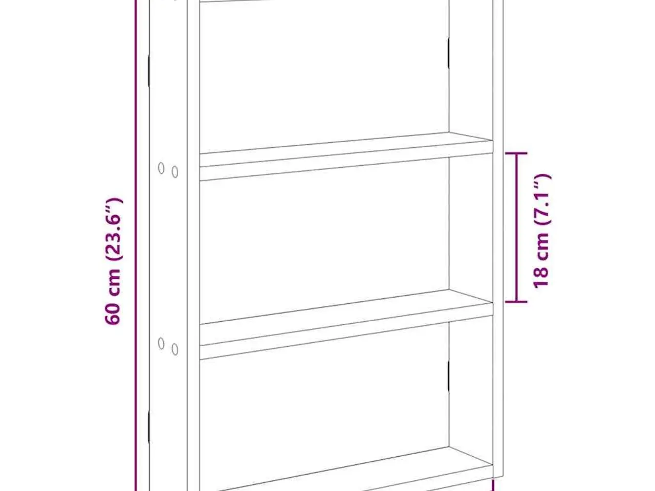Billede 8 - Væghylde i konstrueret træ 43×9×60 cm - sort