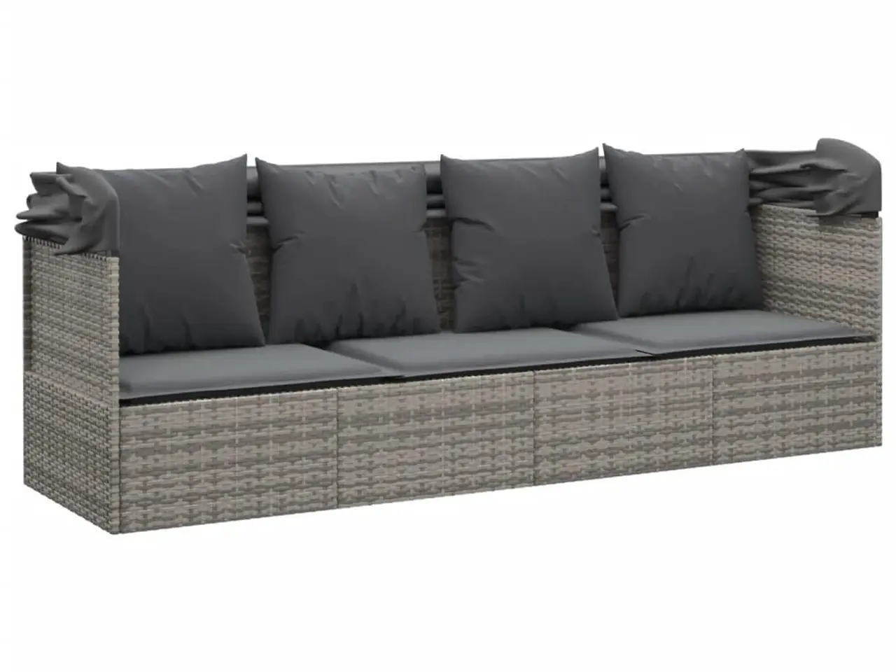 Billede 6 - Udendørs loungesofa med tag og hynder i polyrattan - grå