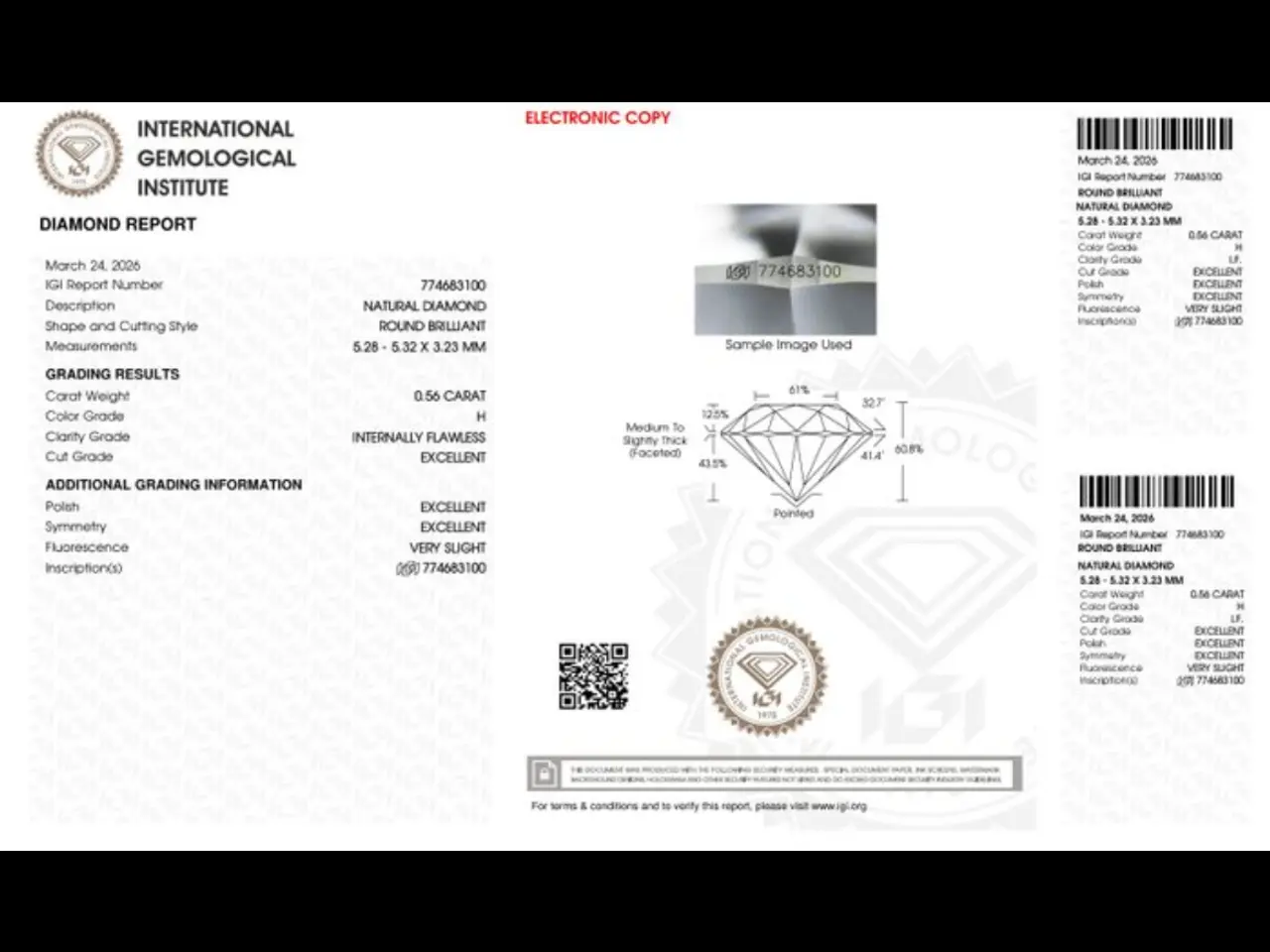 Billede 3 - To naturlige diamanter IGI-Certifikat.