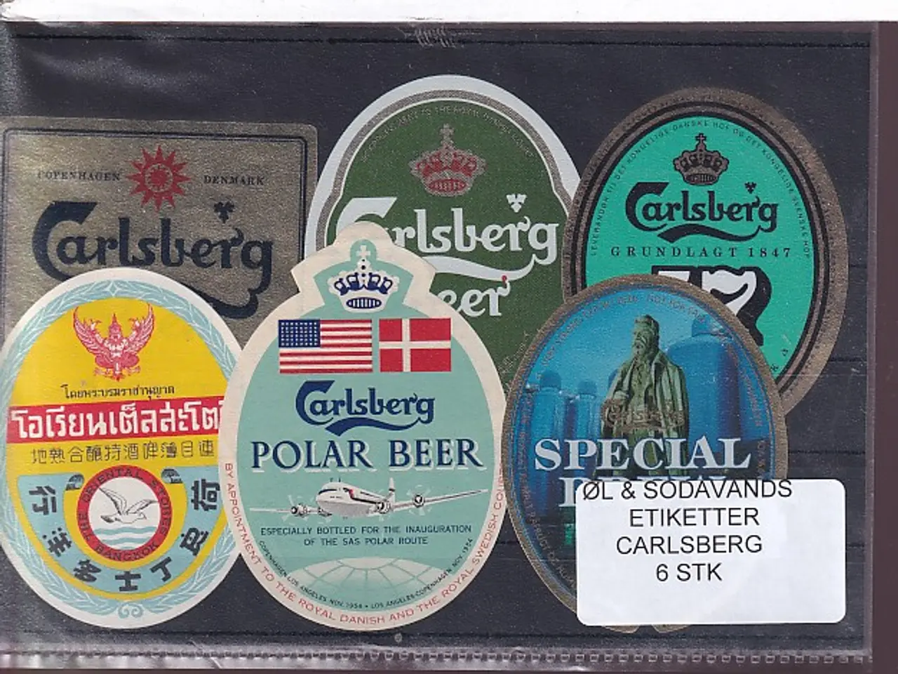 Billede 1 - Øl og Sodavands Etiketter - Carlsberg - 6 Stk.