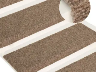 Trappemåtter selvklæbende 15 stk. 65x21x4 cm beige rektangulær kant