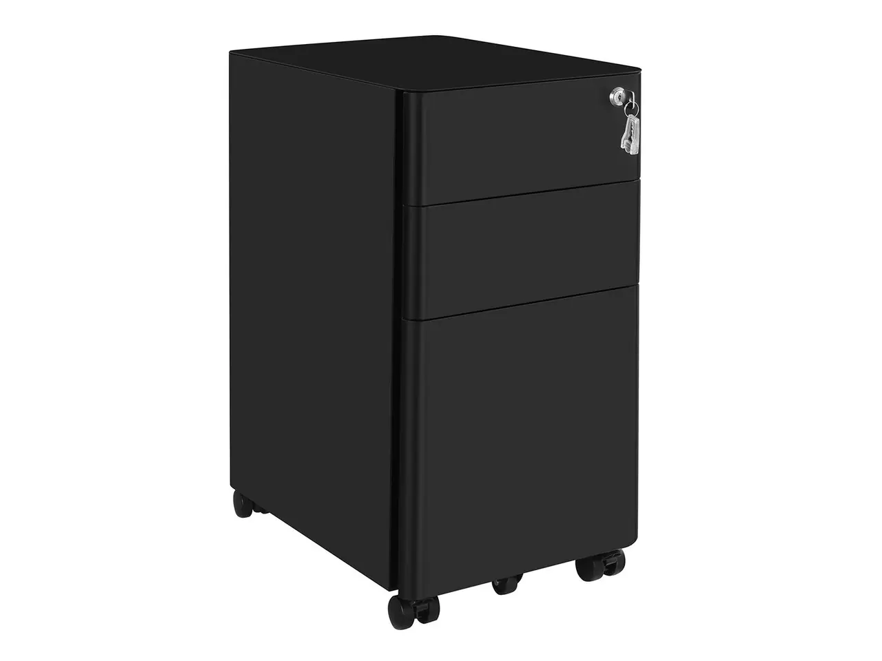 Billede 1 - Rullecontainer med 3 skuffer, hjul og lås - sort