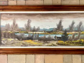 60’er kunst - godt udført natur oliemaleri med org