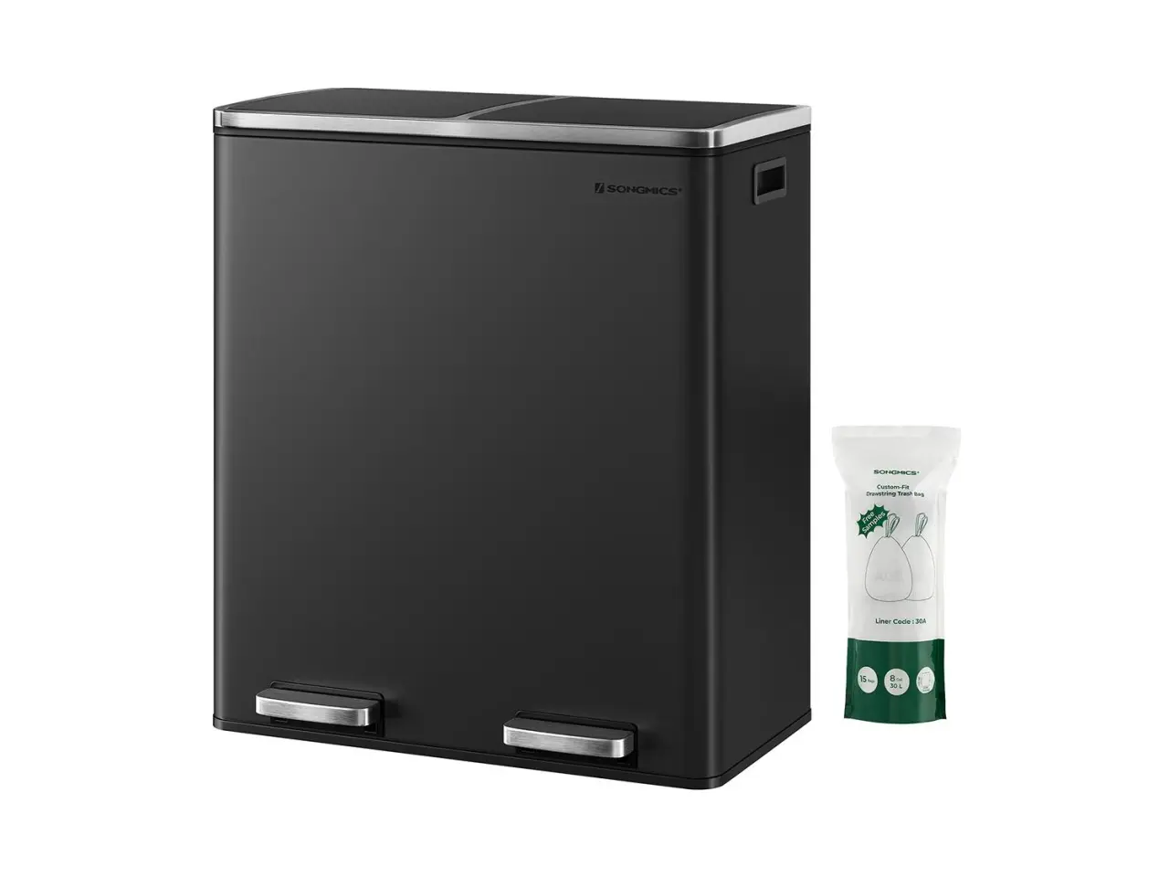 Billede 1 - Dobbelt pedalspand til affaldssortering 2 x 30 l - sort