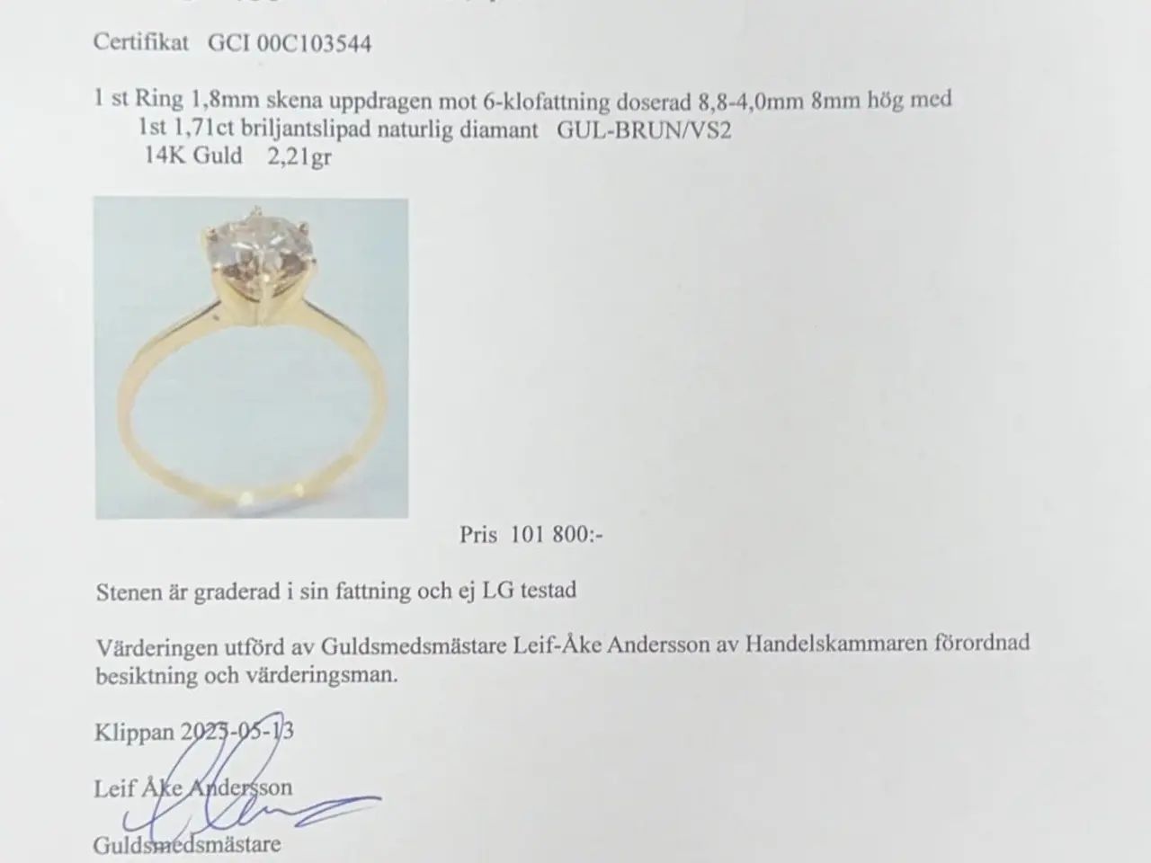 Billede 7 - Naturlig Diamantring 1.71ct